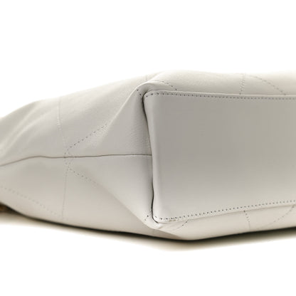 Chanel Calfskin Stitched Small Shopping Tote White 9 of 12