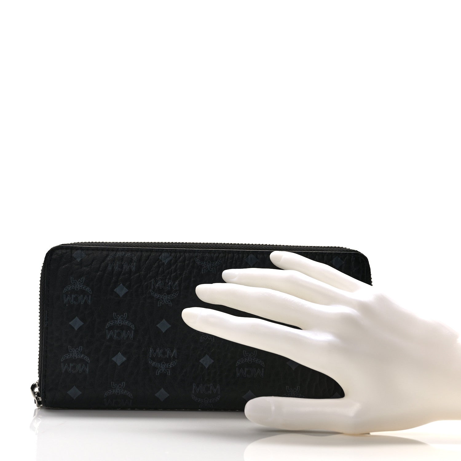 MCM Visetos Large Zip Around Wallet Black 2 of 7