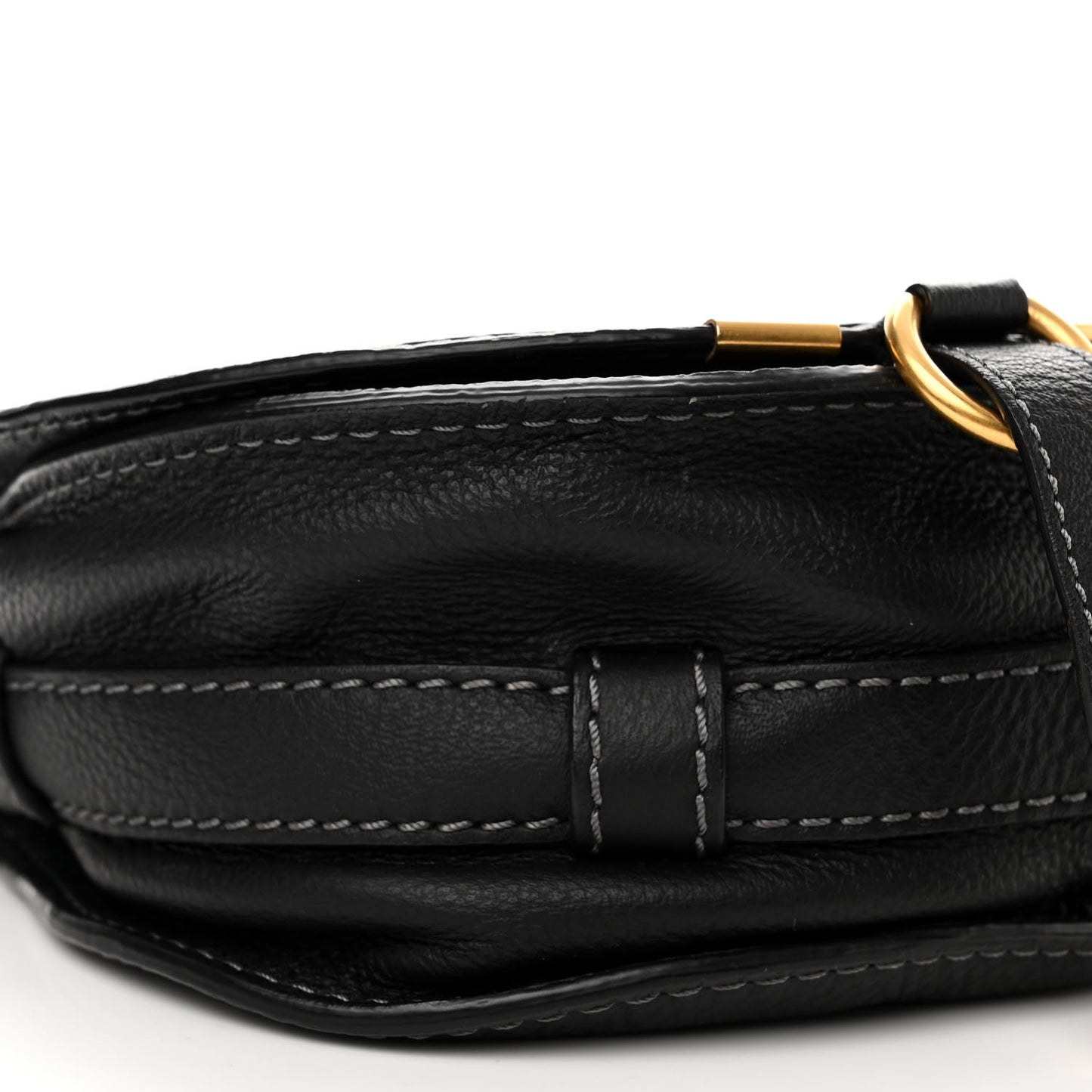 Grained Calfskin Small Marcie Saddle Bag Black