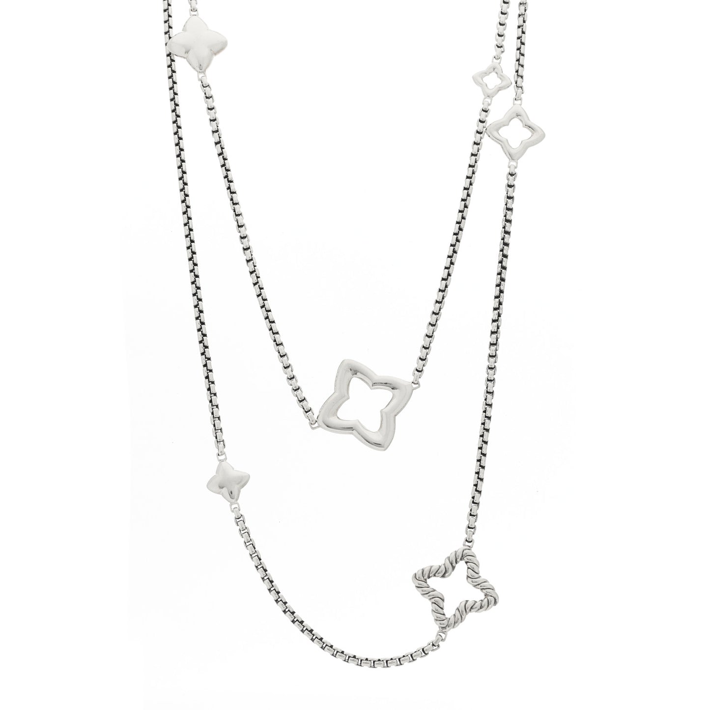 Sterling Silver 25mm Quatrefoil Chain Necklace