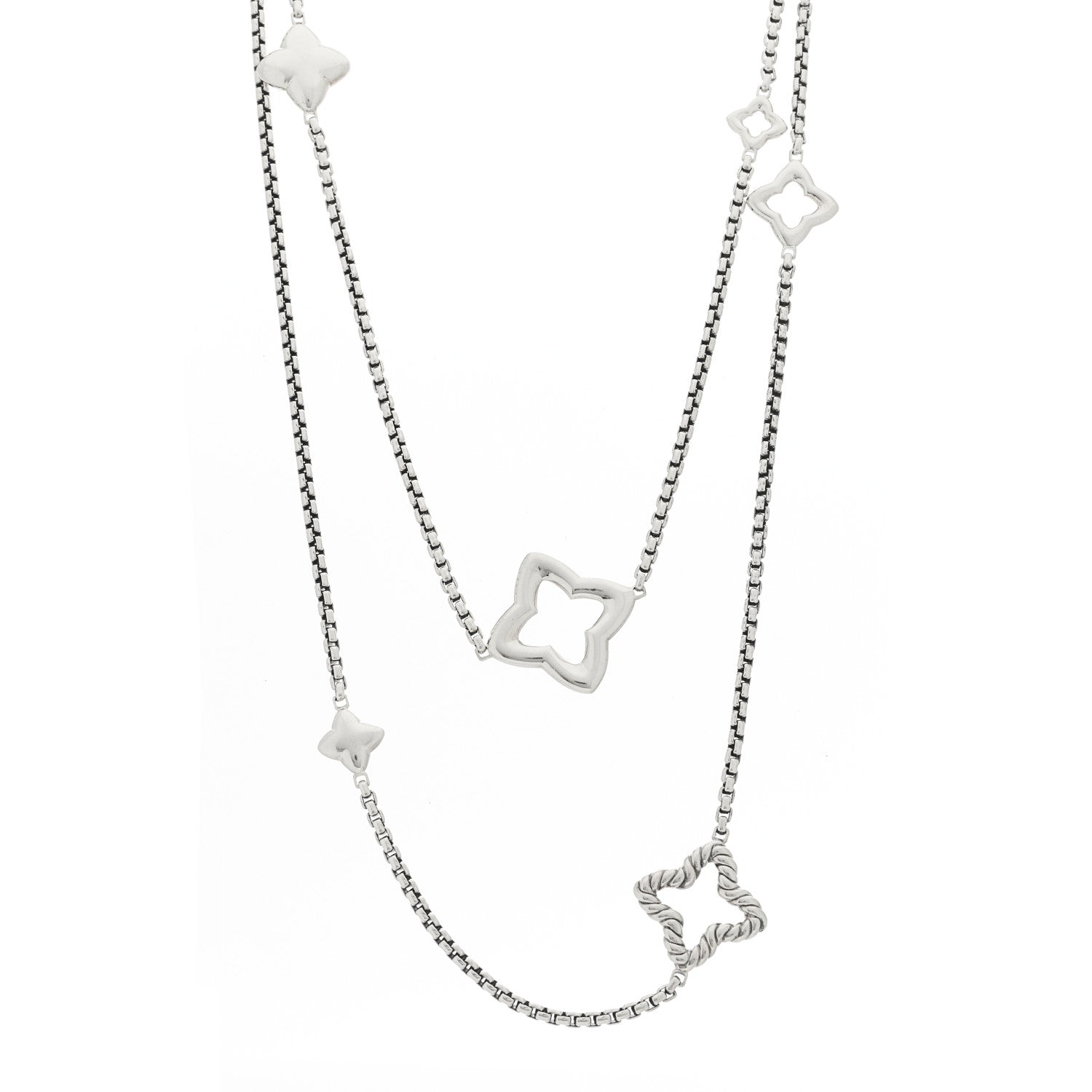 David Yurman Sterling Silver 25mm Quatrefoil Chain Necklace 1 of 4