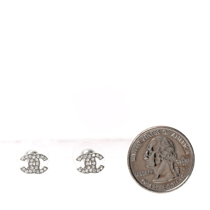Chanel Crystal Mini Timeless CC Earrings Silver 2 of 5