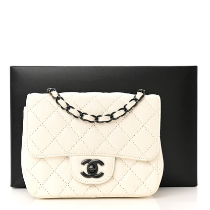Chanel Crumpled Calfskin Quilted Mini Square Flap White 12 of 12