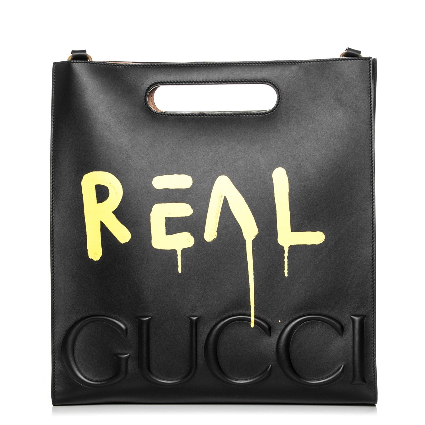 Calfskin GucciGhost Real Medium XL Tote Black Yellow