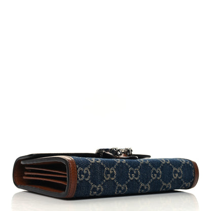 Gucci New Denim GG Monogram Dollar Calfskin Enamel Mini Dionysus Chain Wallet Blue Tea Cuir Epilog Electric Blue 4 of 12