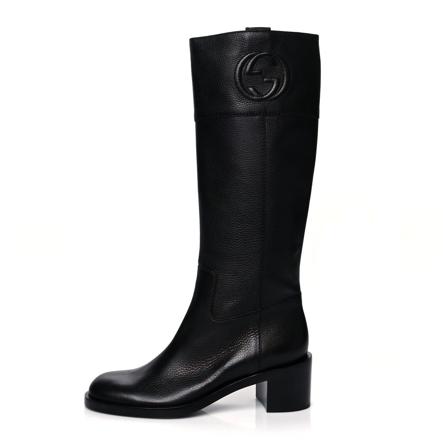 Calfskin Interlocking G Knee High Boots 40 Black