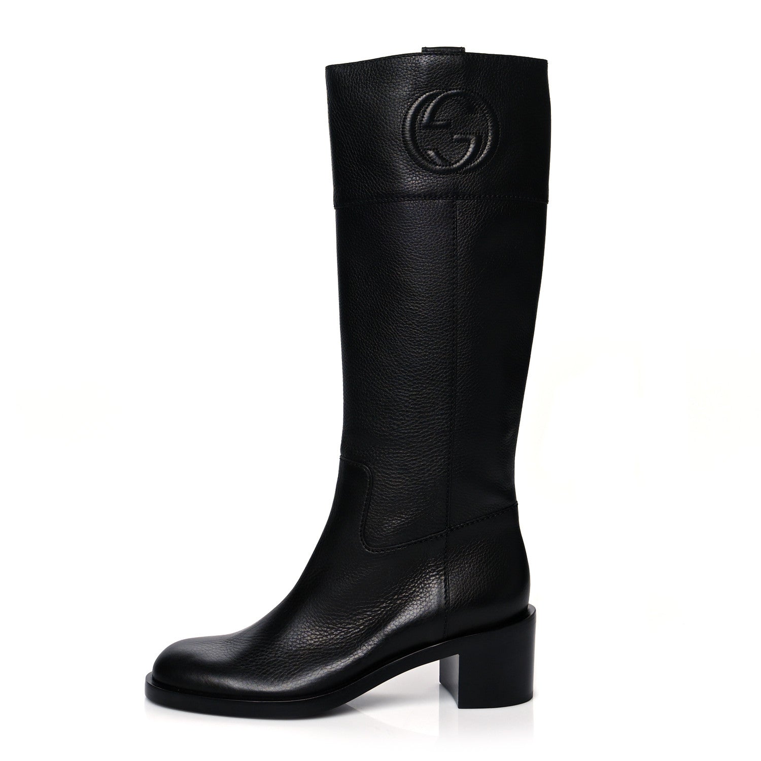 Gucci Calfskin Interlocking G Knee High Boots 40 Black 1 of 7