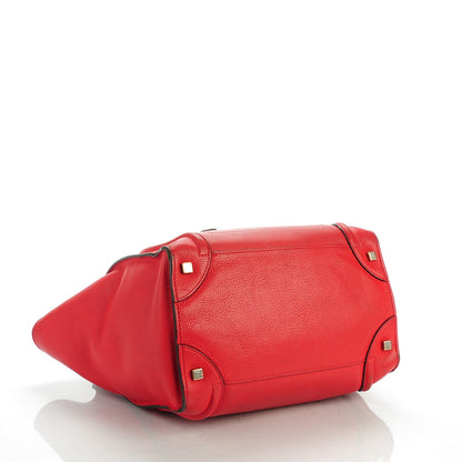 Celine Drummed Calfskin Mini Luggage Coquelicot 4 of 12