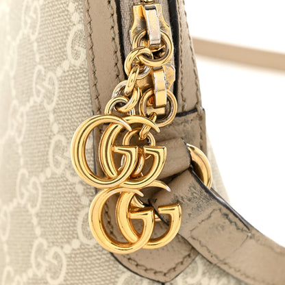 Gucci GG Supreme Monogram Textured Dollar Calfskin Web Small Ophidia Dome Shoulder Beige Mystic White Oatmeal 13 of 16