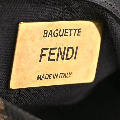 Fendi Fabric Jacquard FF 1974 Midi Chain Baguette Tobacco Moro 6 of 9