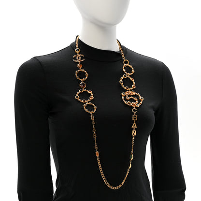 Chanel Pearl Gripoix Crystal No 5 Medallion Necklace Gold 2 of 8
