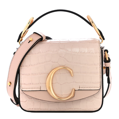Chloe Calfskin Crocodile Embossed Mini C Double Carry Cement Pink 1 of 11
