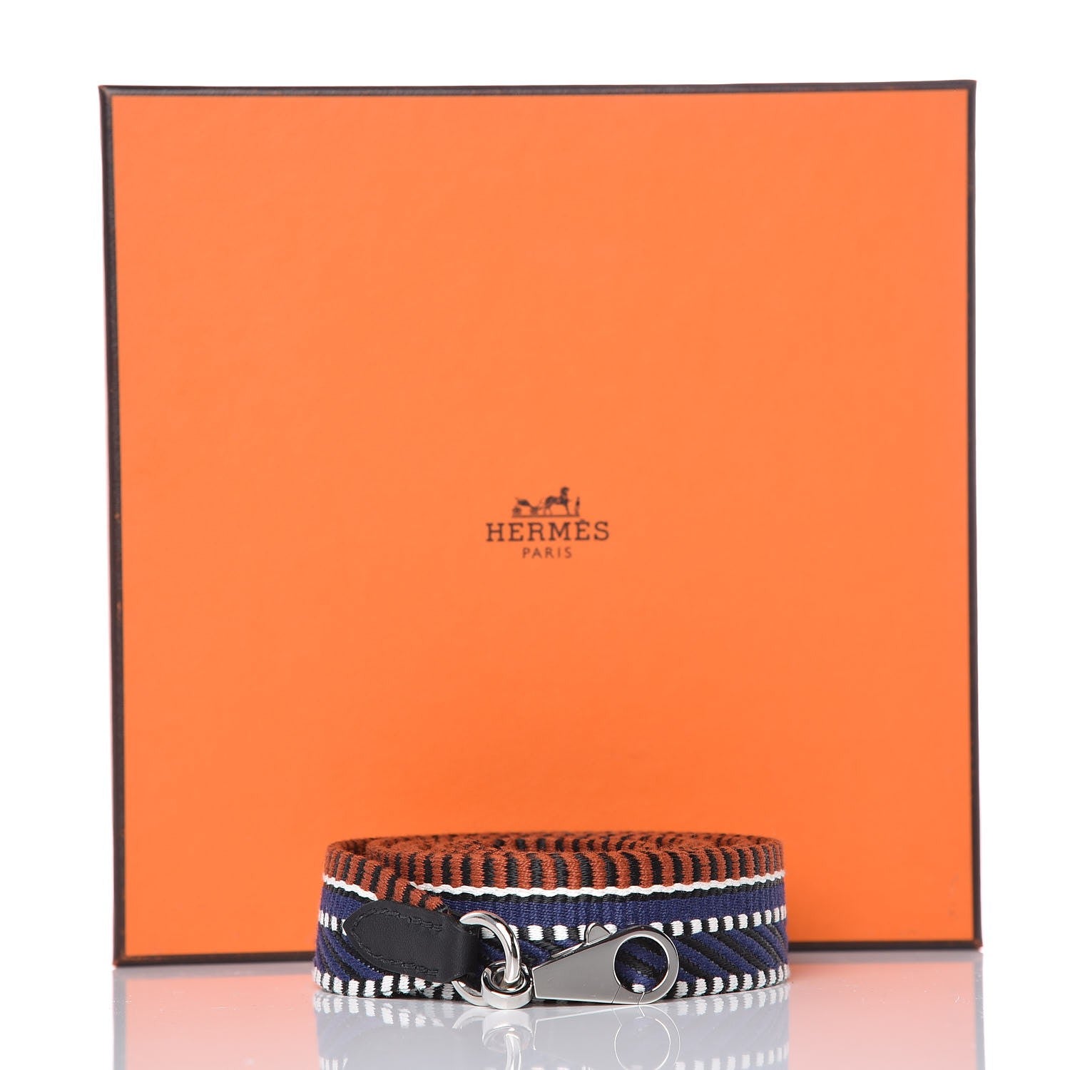 Hermes Toile Swift 25mm Sangle Cavale Shoulder Strap Terre Battue Bleu Indigo Black 7 of 7