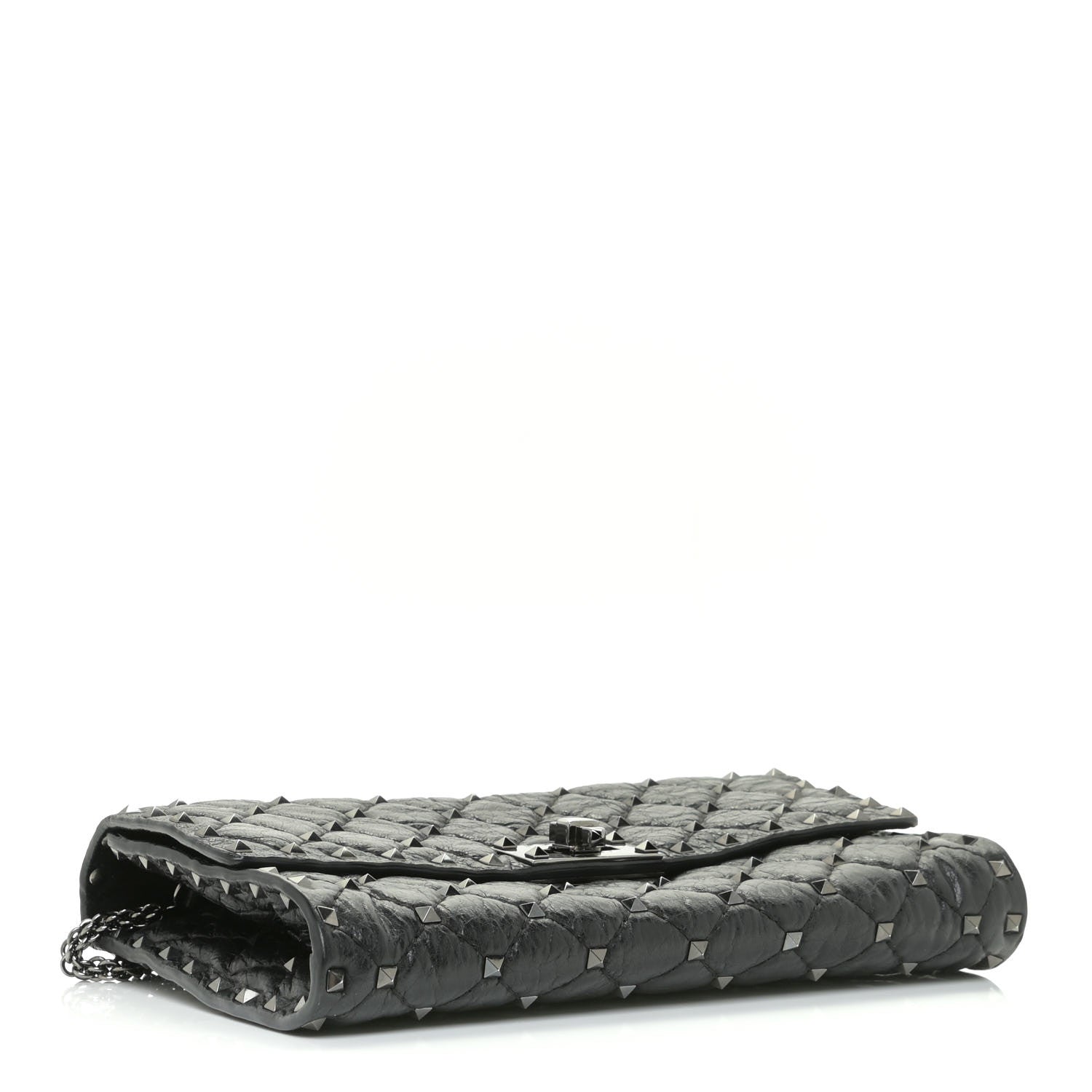 Valentino Garavani Lambskin Rockstud Spike Wallet on Chain Black 4 of 10