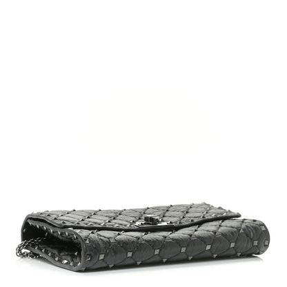 Valentino Garavani Lambskin Rockstud Spike Wallet on Chain Black 4 of 10