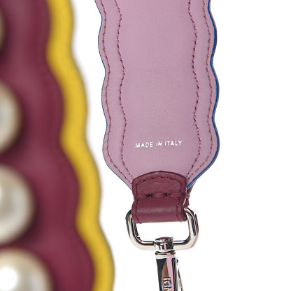Fendi Vitello Century Pearl Tri-Color Scalloped Studded Strap You Black Cherry Limone Lavanda 4 of 5