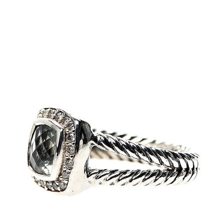 David Yurman Sterling Silver Diamond Prasiolite 7mm Petite Albion Ring 52 6 2 of 4