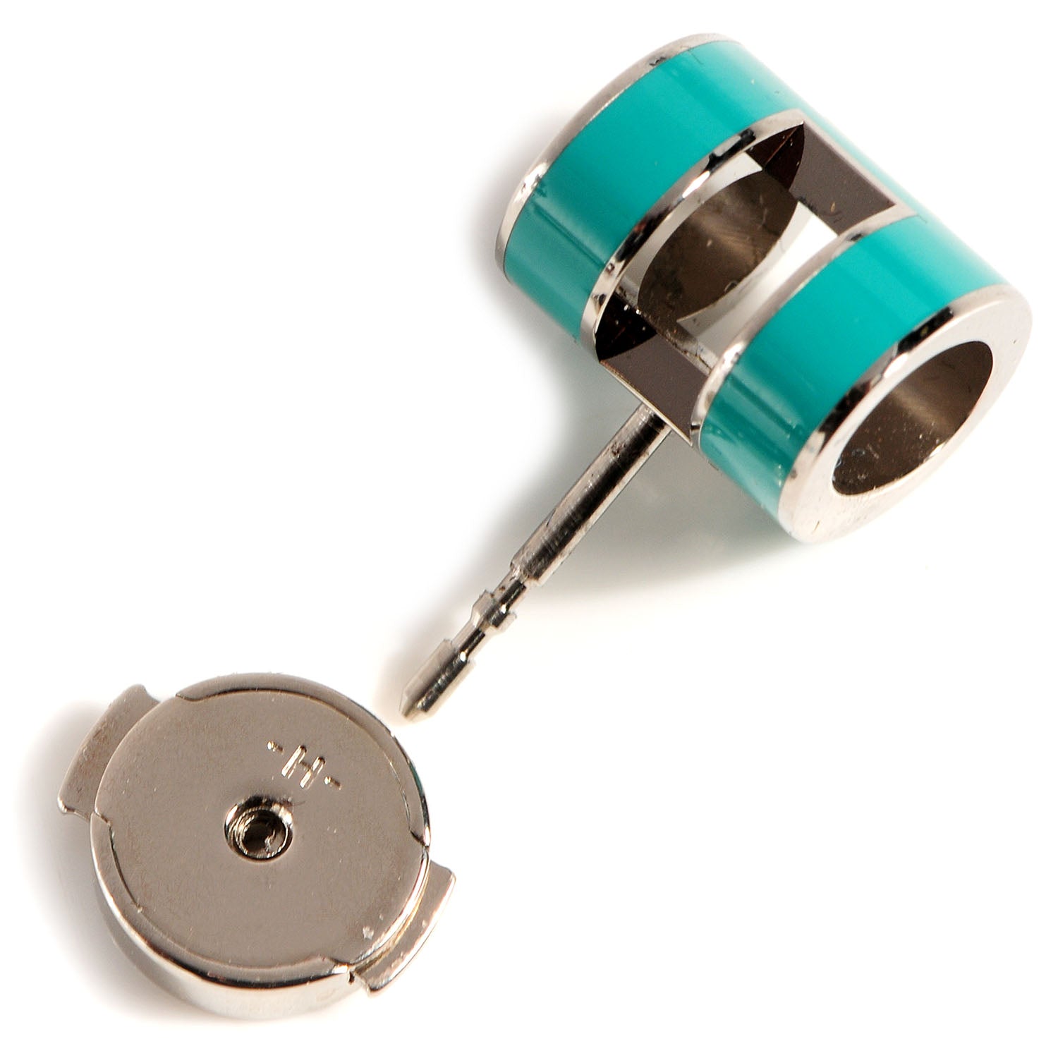 Hermes Palladium Lacquered Pop H Earrings Emerald 7 of 8