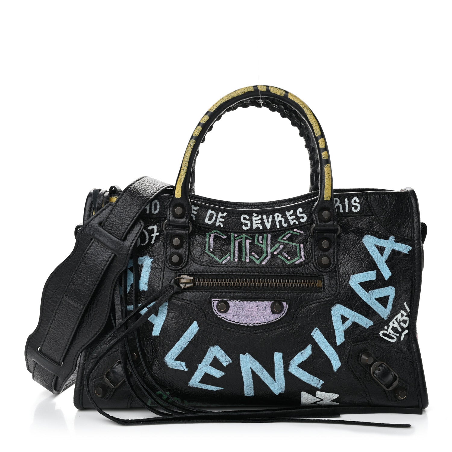 Balenciaga Agneau Graffiti All Over Classic Hardware S City Black Multicolor 1 of 11
