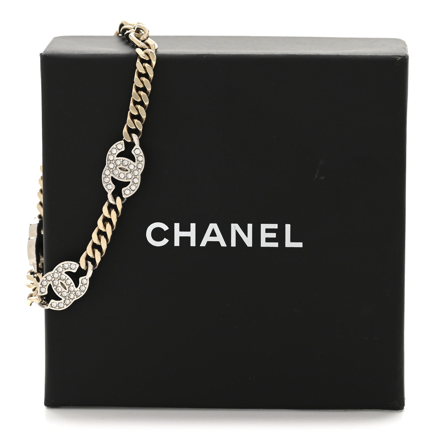 Chanel Crystal CC Chain Bracelet Gold Silver 6 of 6