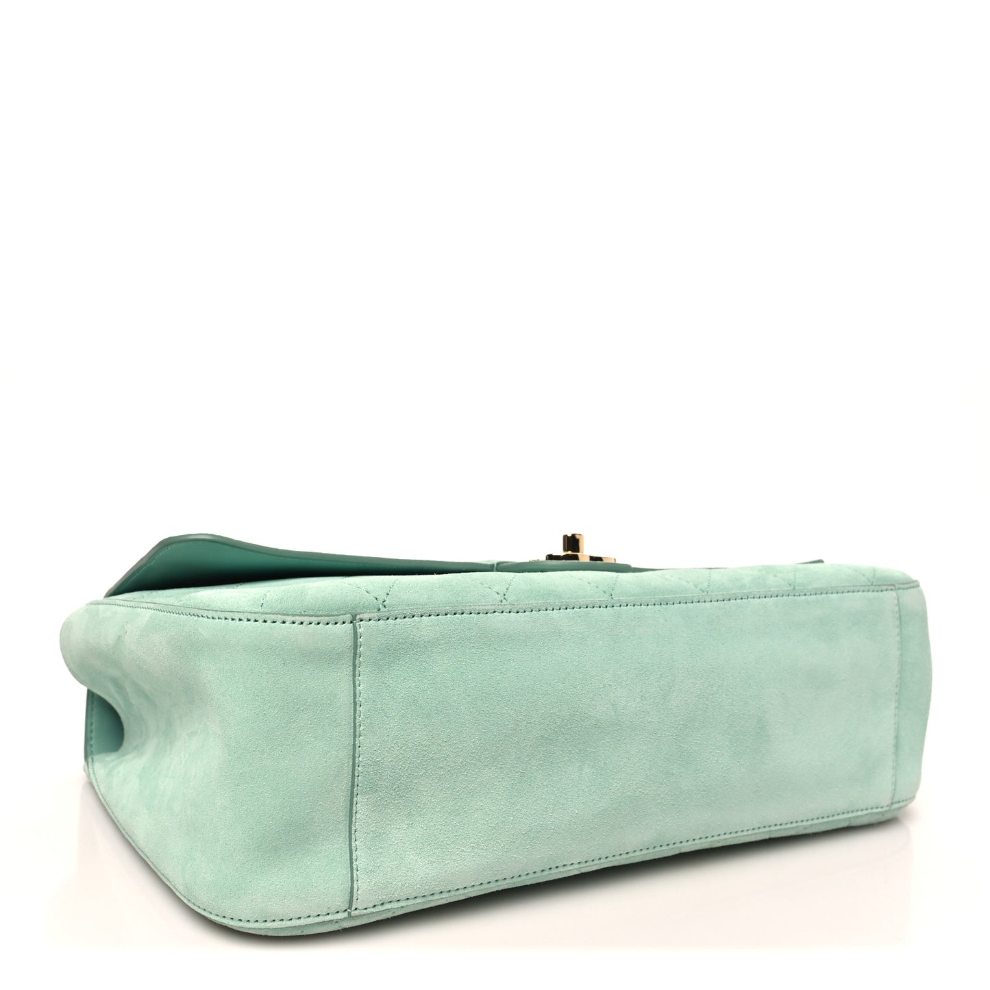 Suede Calfskin Small Souplissimo Maxi Flap Green