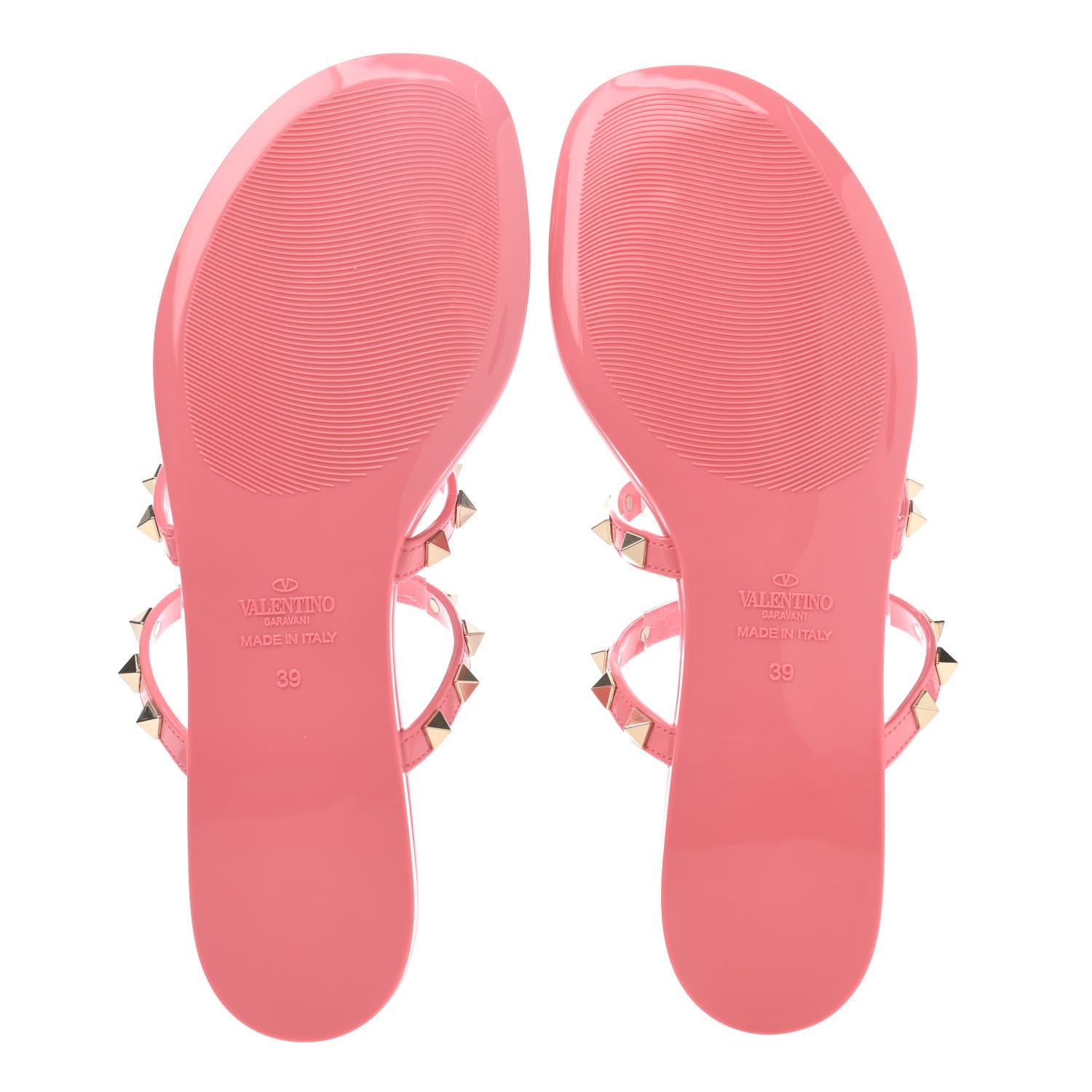 Valentino Garavani PVC Jelly Rockstud Caged Flat Thong Sandals 39 Sweet Pink 4 of 4