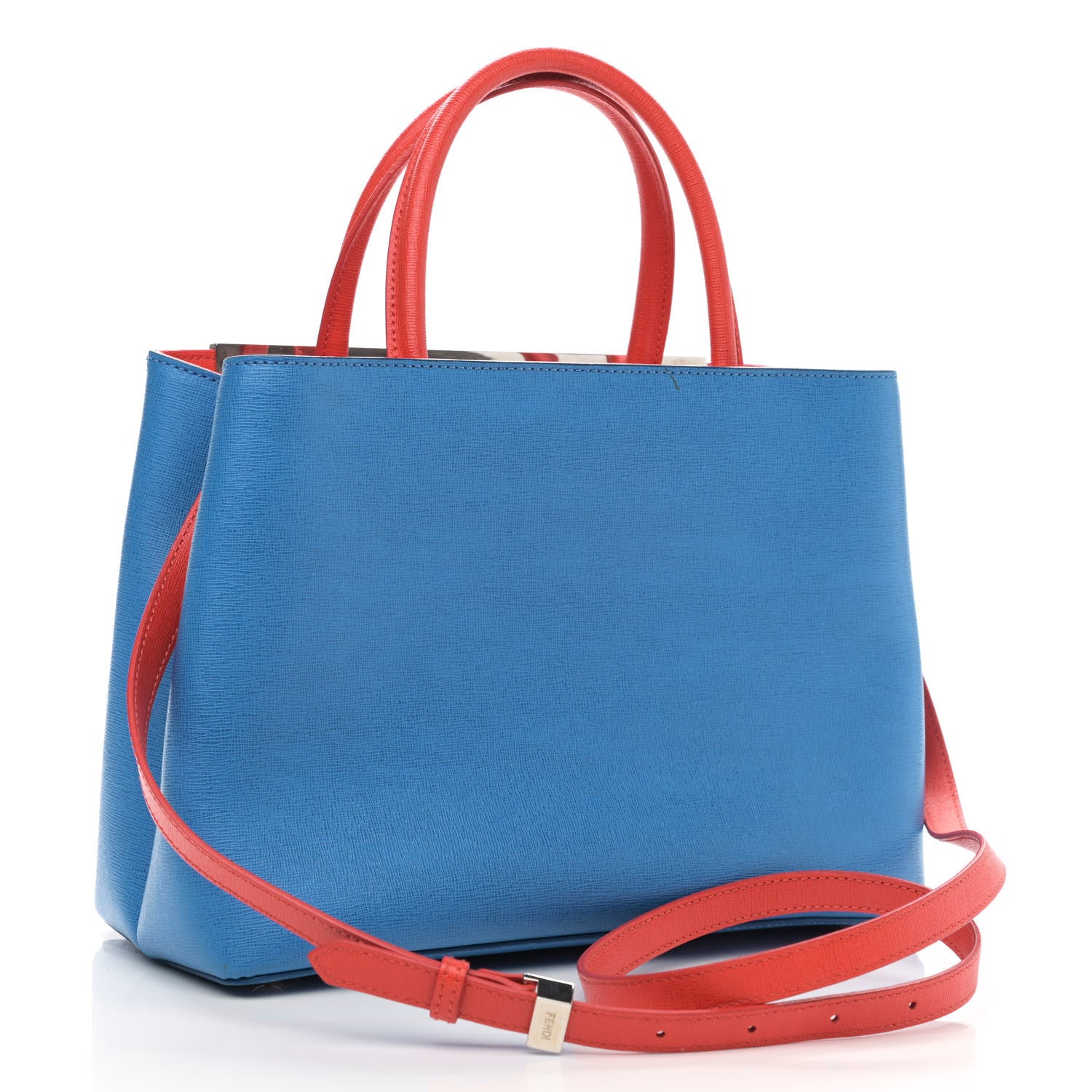 Fendi Vitello Elite Monster Petite 2Jours Tote Blue Royal Papavero Multicolor 2 of 14