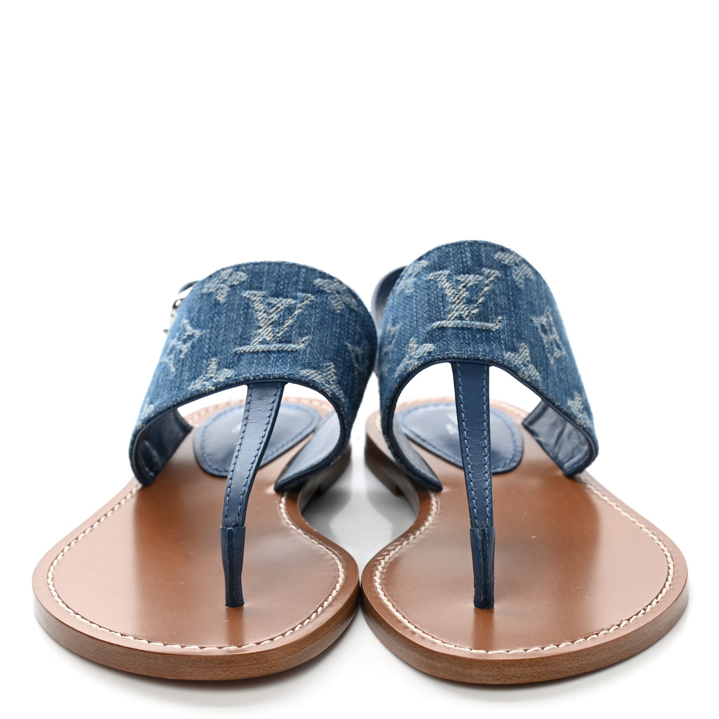 Monogram Denim Starboard Flat Thong Sandal 35 Blue
