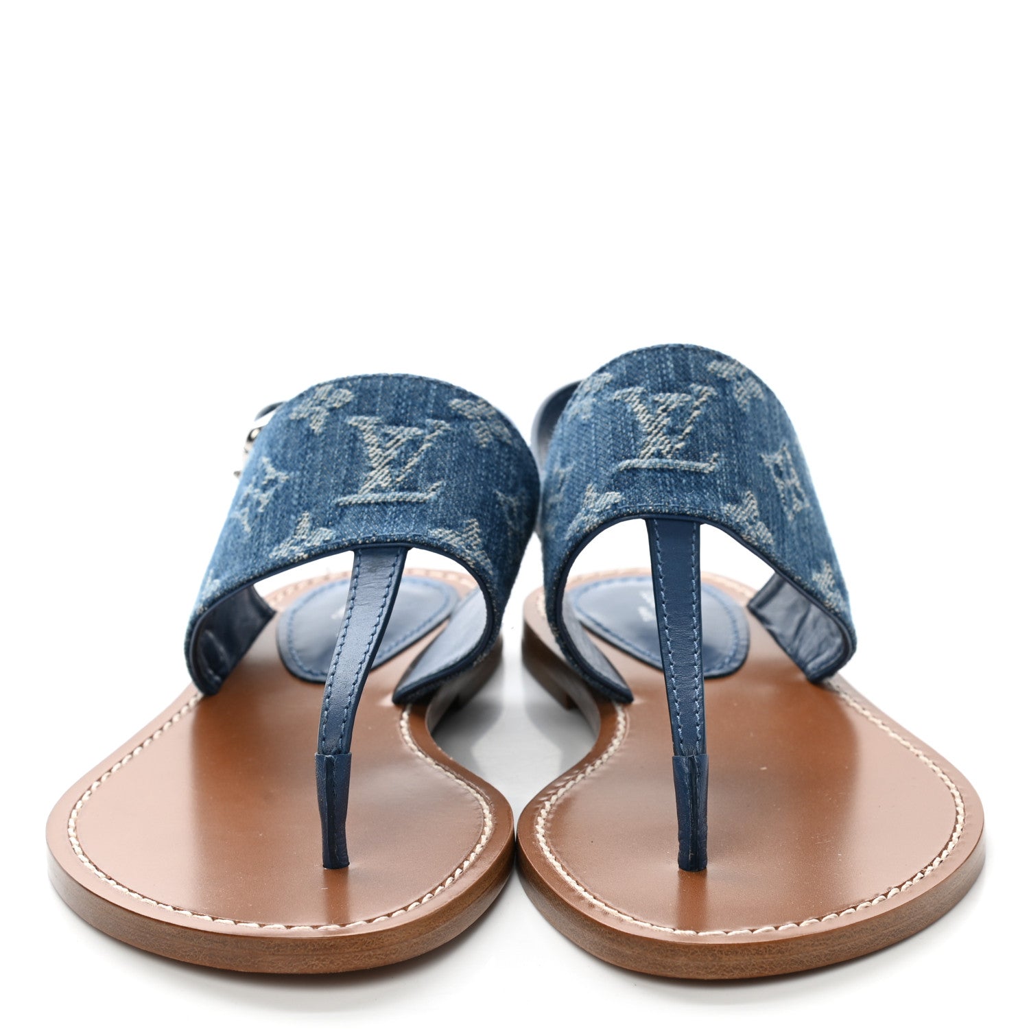 Louis Vuitton Monogram Denim Starboard Flat Thong Sandal 35 Blue 2 of 9