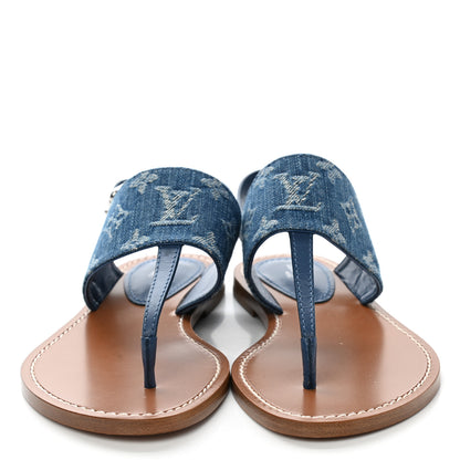 Louis Vuitton Monogram Denim Starboard Flat Thong Sandal 35 Blue 2 of 9