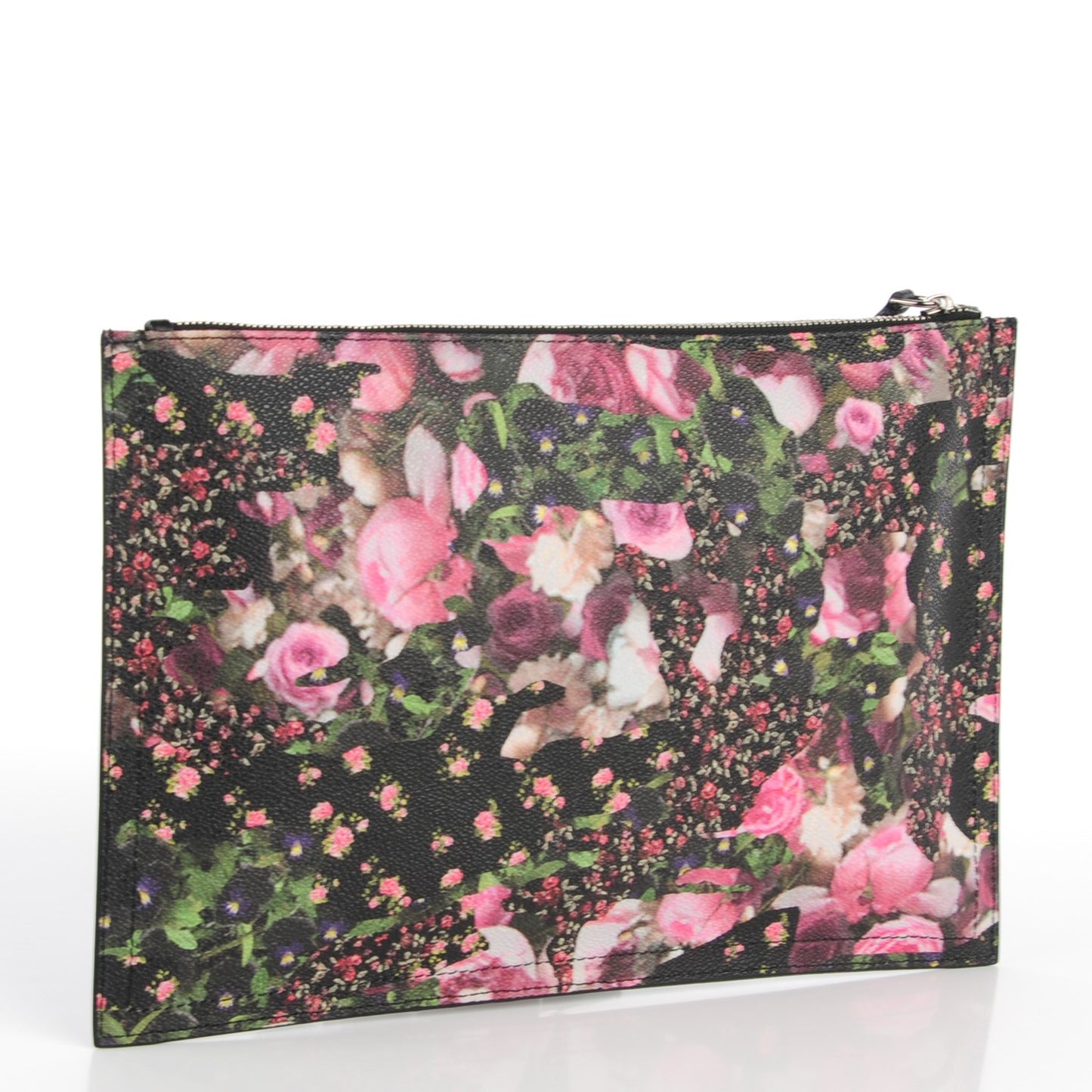 Coated Canvas Roses Camouflage Print Medium Antigona Zip Pouch Black