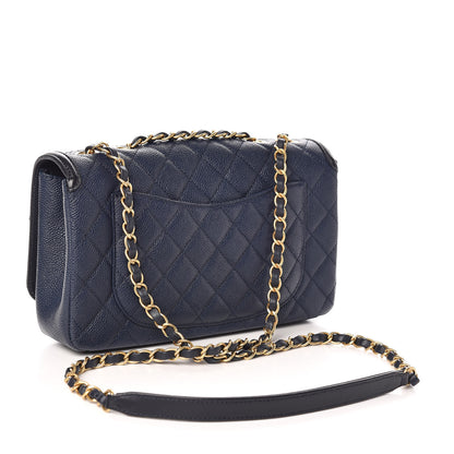 Chanel Caviar Quilted Medium CC Filigree Flap Navy Black 3 of 11