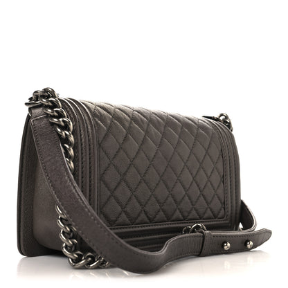 Chanel Metallic Calfskin Quilted Medium Boy Flap Pewter 3 of 10