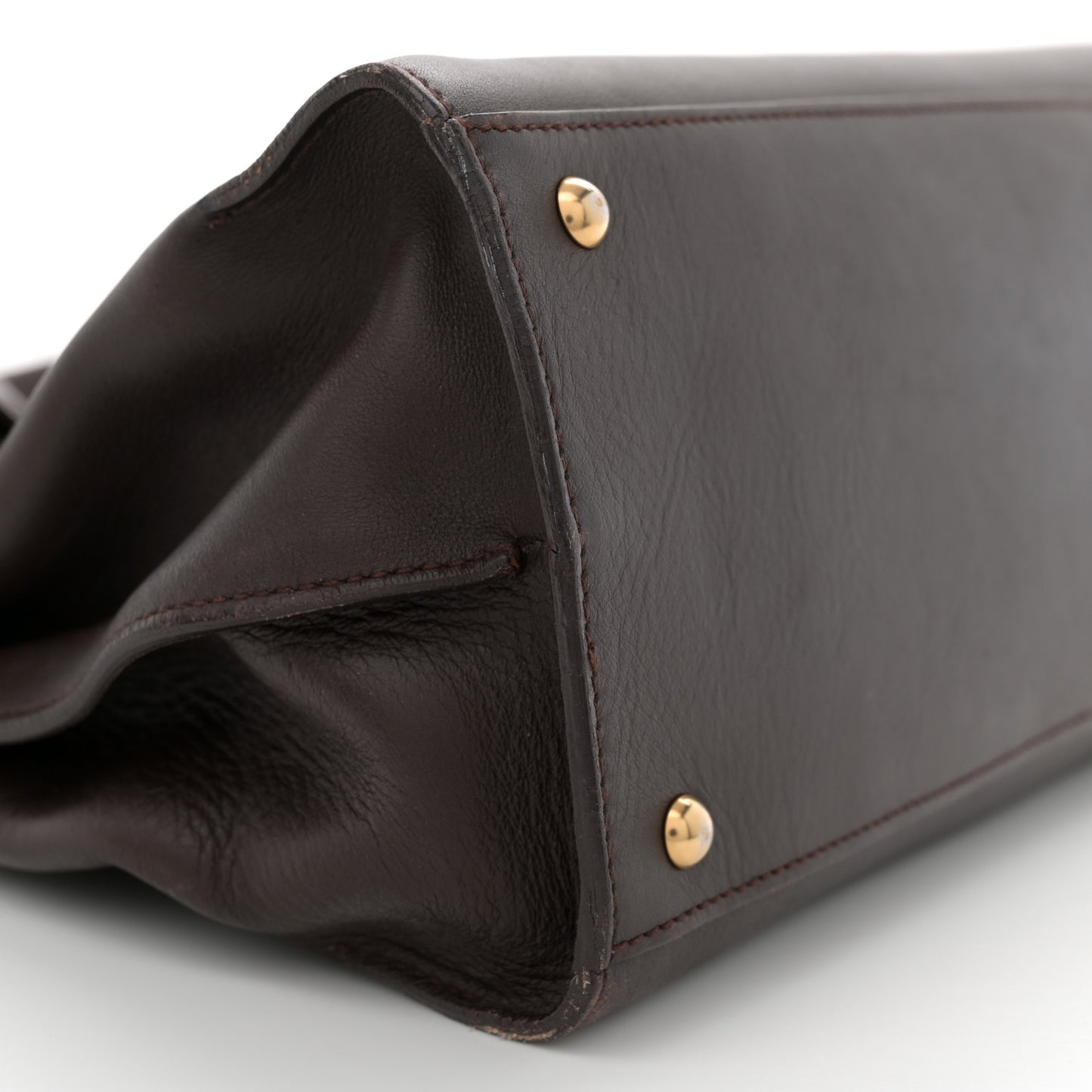 Calfskin Gancini Top Handle Satchel Brown