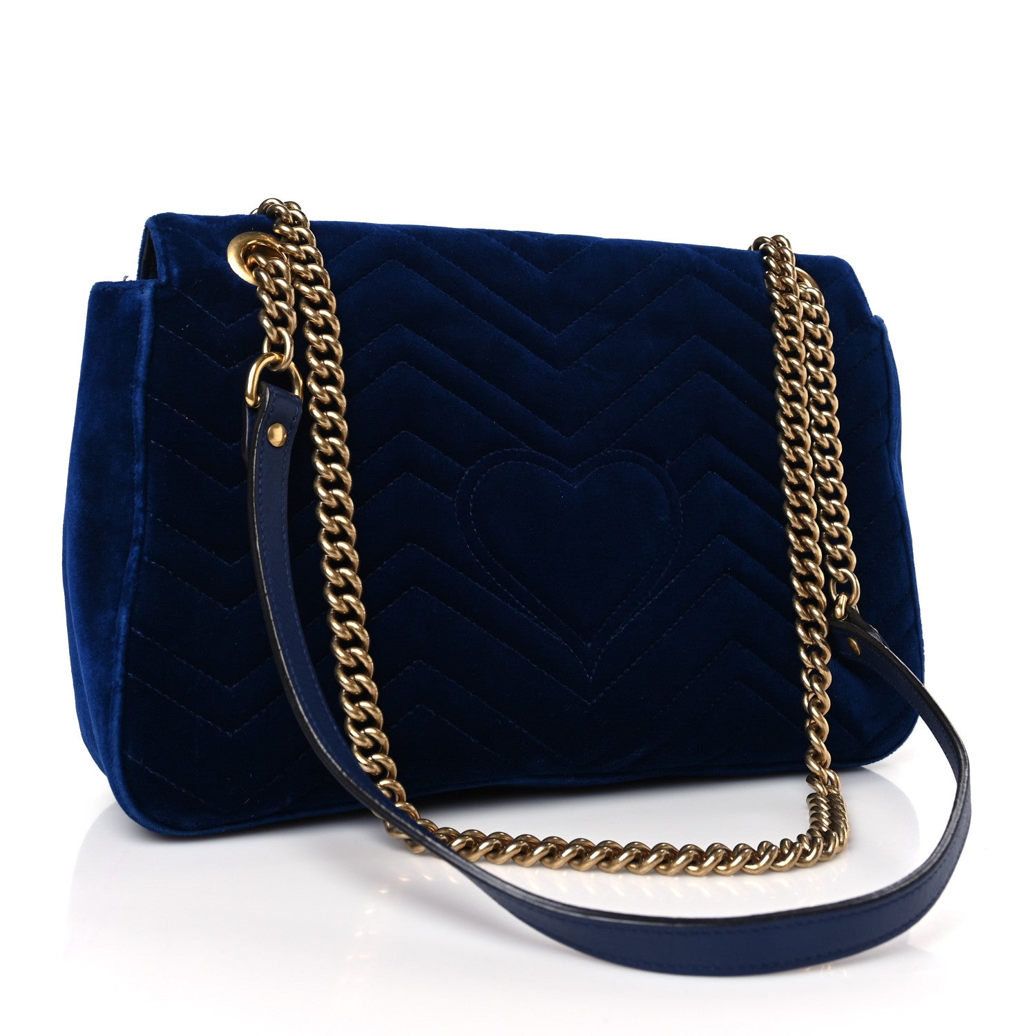 Gucci Velvet Matelasse Medium GG Marmont Shoulder Bag Cobalt Blue 3 of 9