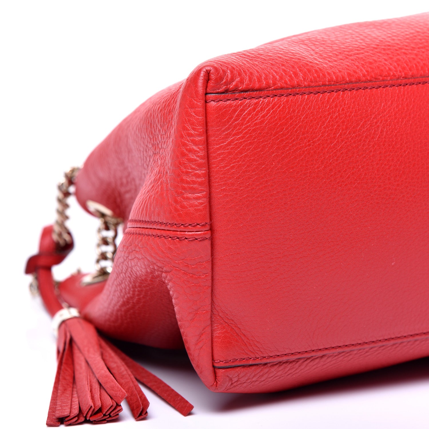 Gucci Pebbled Calfskin Medium Soho Chain Shoulder Bag Tabasco Red 6 of 9
