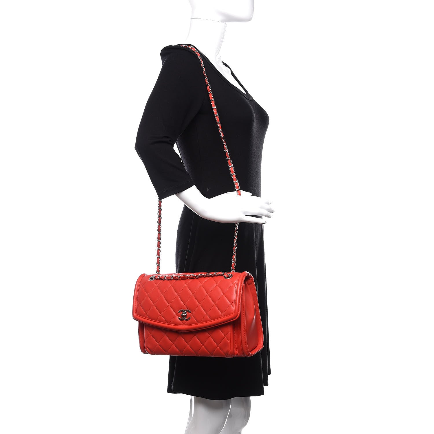Chanel Lambskin Quilted Large Geometric Flap Red 3 of 16