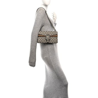 Gucci GG Supreme Monogram Suede Crystal Small Dionysus Shoulder Bag Beige Ebony Taupe 2 of 10