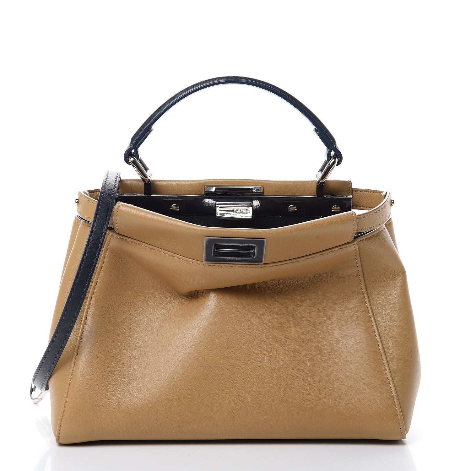 Fendi Nappa Colorblock Mini Peekaboo Iconic Satchel Cuoio Oceano Multicolor 2 of 12