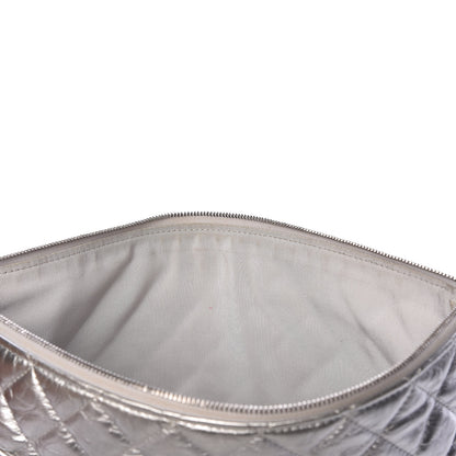 Chanel Metallic Calfskin Quilted Large Cosmo Cosmetic Case Silver 8 of 10