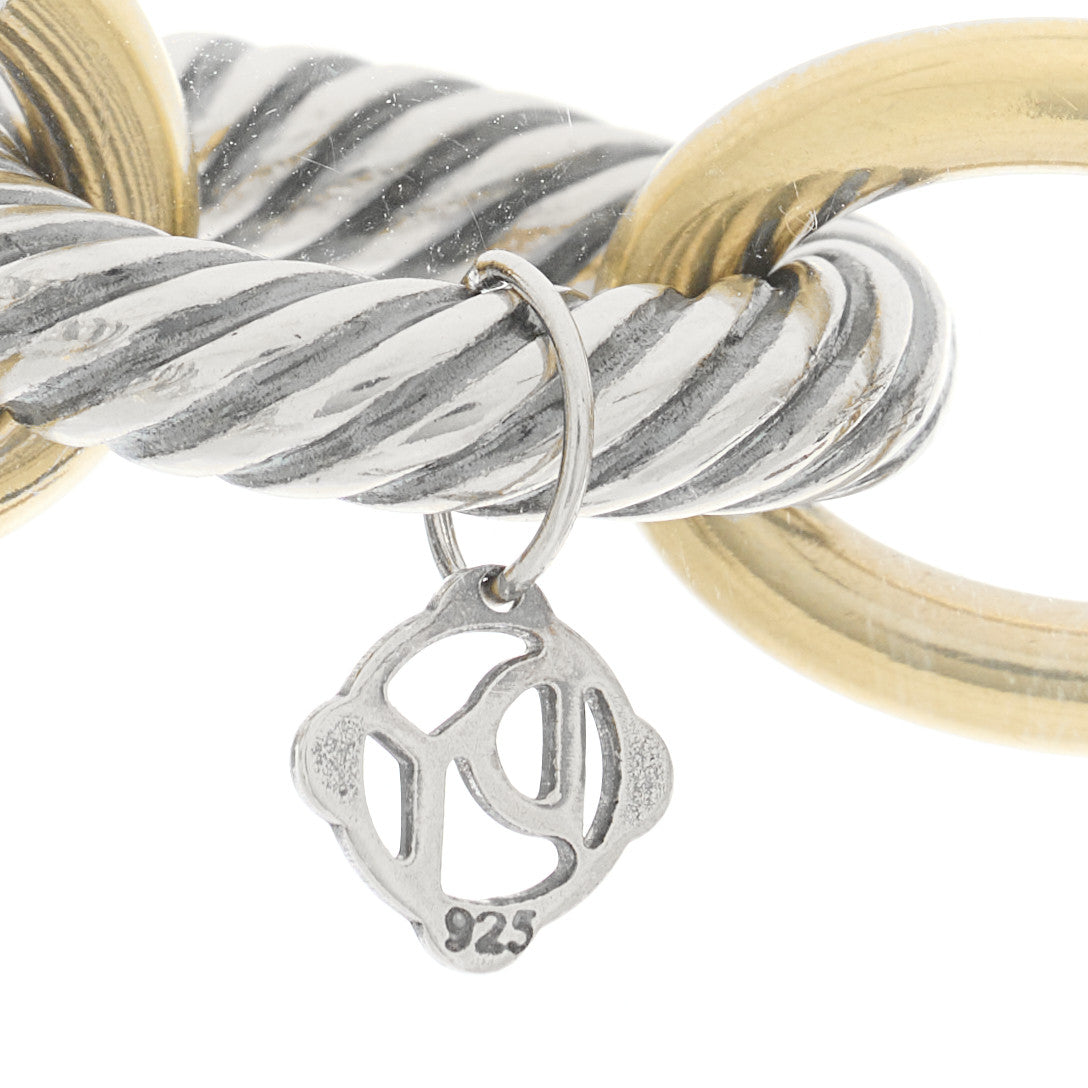 David Yurman Sterling Silver 18K Yellow Gold 18mm Oval Link Necklace 4 of 6