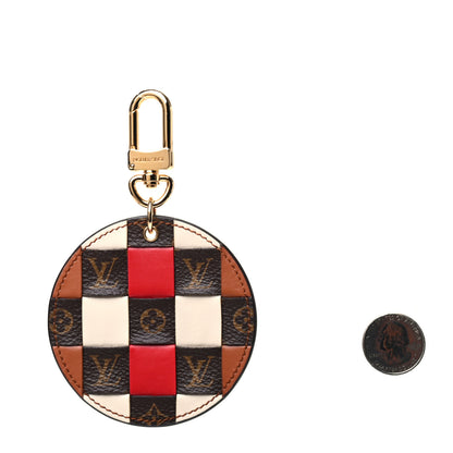 Louis Vuitton Calfskin Monogram Check Bag Charm Key Holder Red 1 of 3