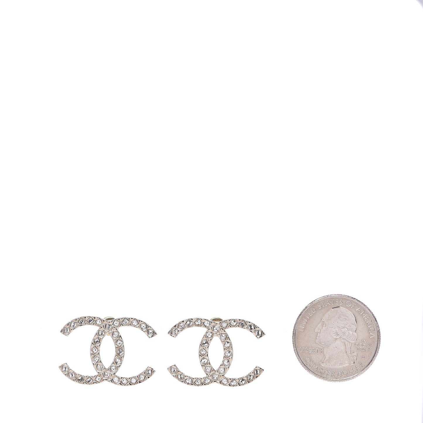 Crystal CC Large Stud Earrings Gold