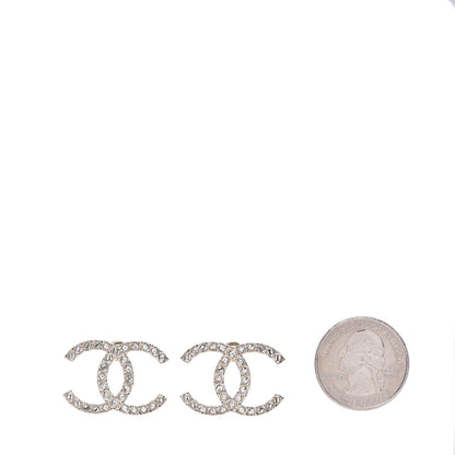 Chanel Crystal CC Large Stud Earrings Gold 2 of 4