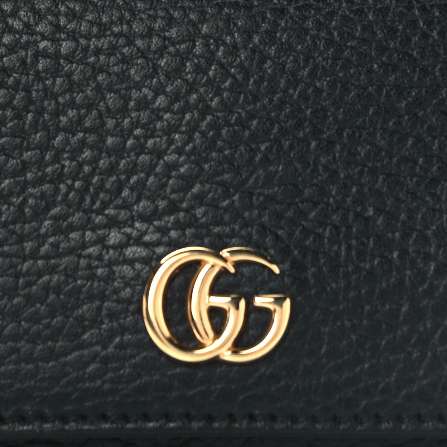 Pebbled Calfskin GG Marmont Card Case Black