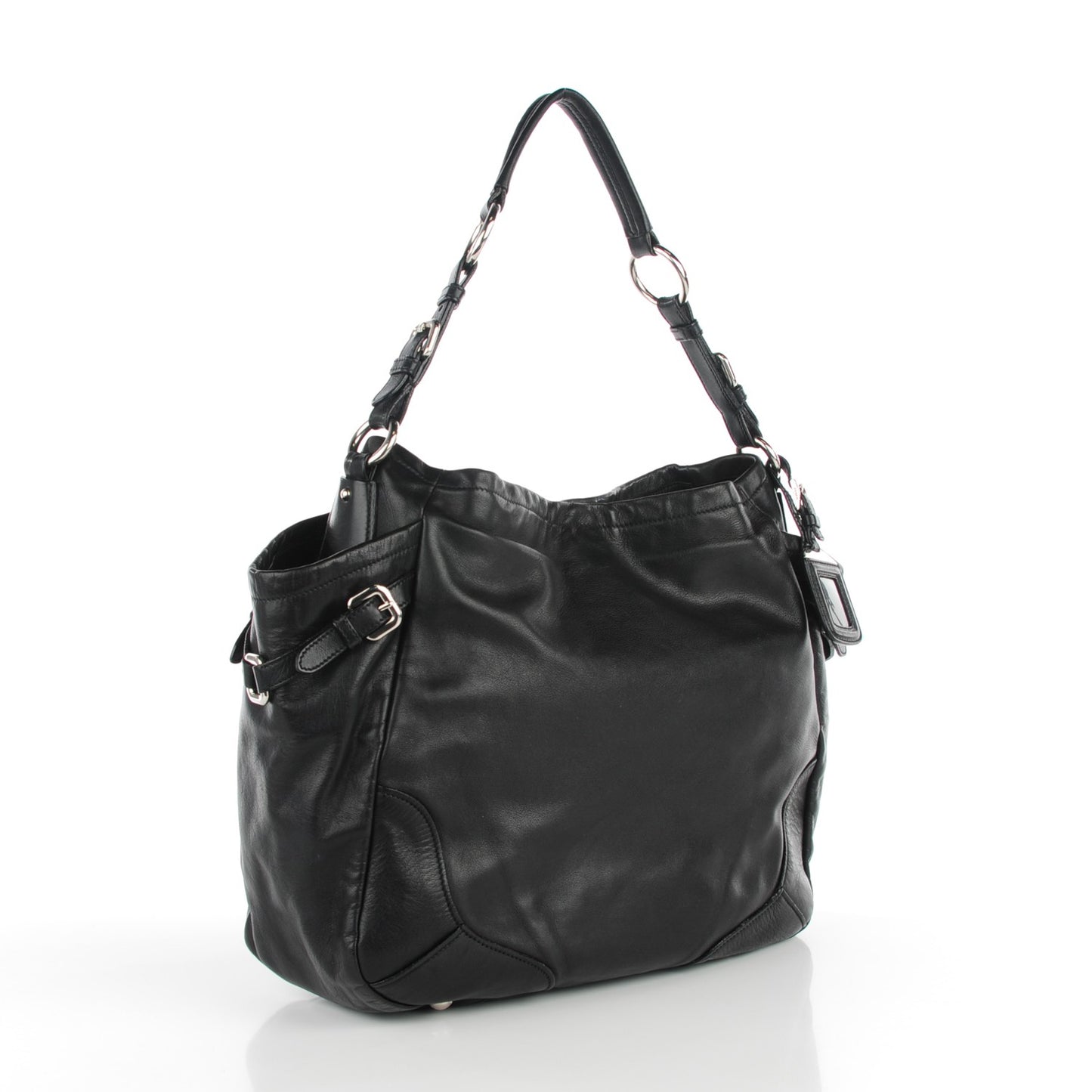 Soft Calf Side Pocket Hobo Nero Black
