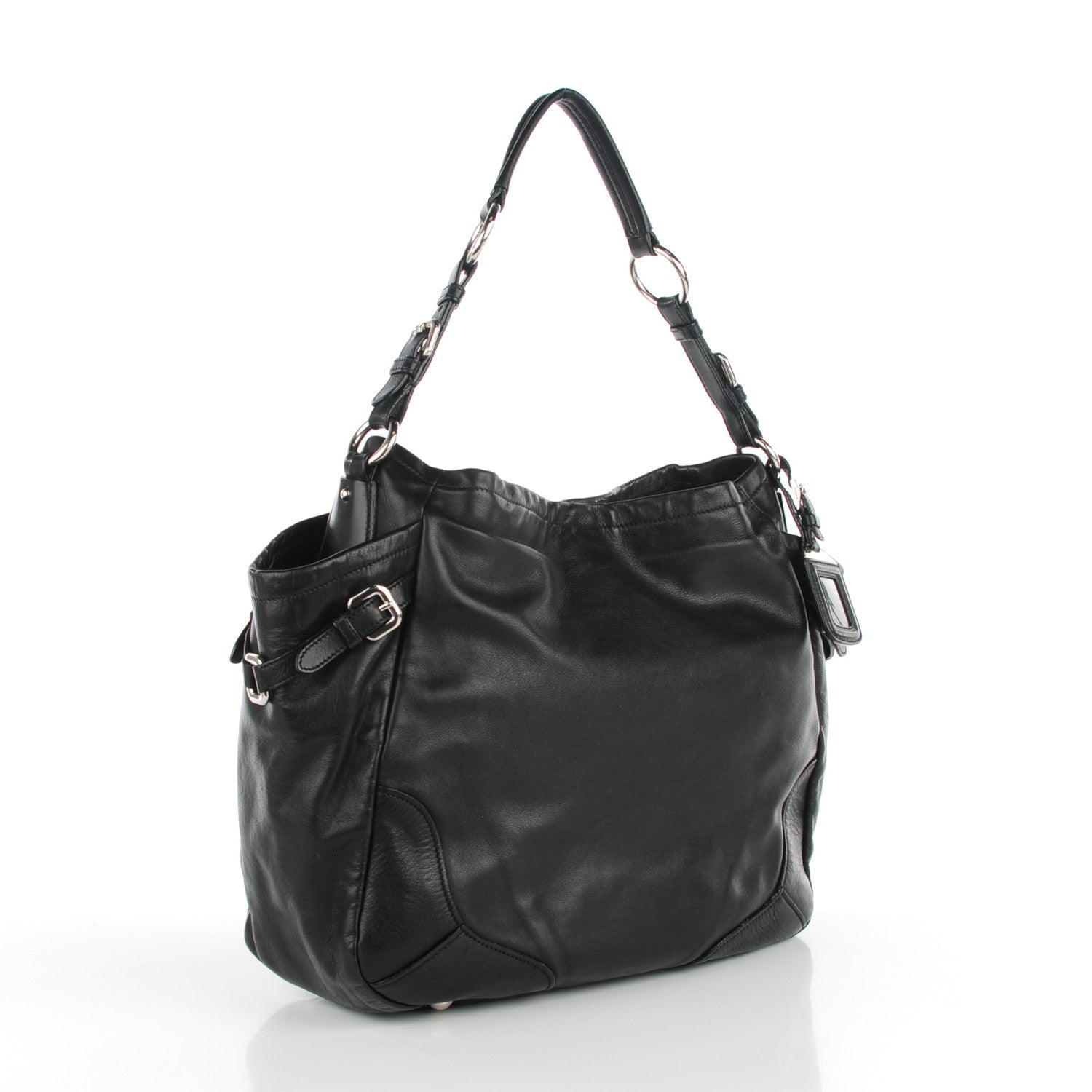 Prada Soft Calf Side Pocket Hobo Nero Black 3 of 9