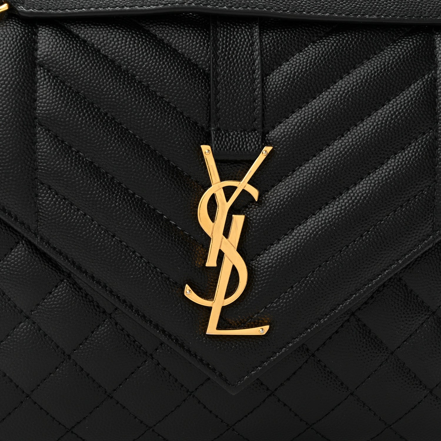 Saint Laurent Grain De Poudre Textured Mixed Matelasse Triquilt Medium Monogram Satchel Black 7 of 10