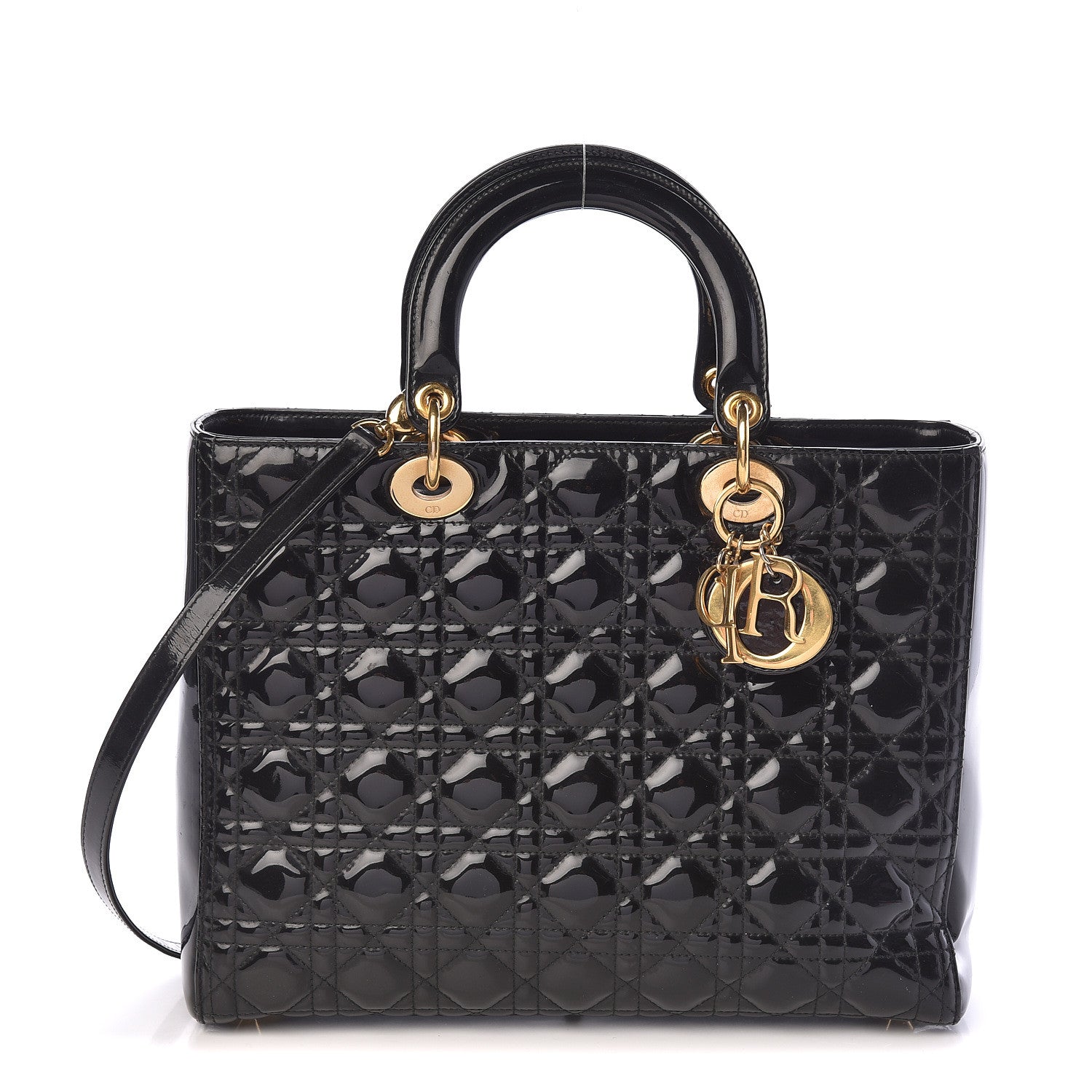Christian Dior Patent Cannage Large Lady Dior Black 1 of 15