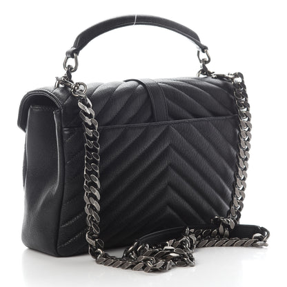 Saint Laurent Sheepskin Matelasse Chevron Monogram Large College Satchel Black 3 of 9